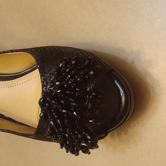 COPY - Alex Marie Belora Suede Peep-Toe Beaded Ornament Sling-Back Pumps 7 - Picture 6 of 8